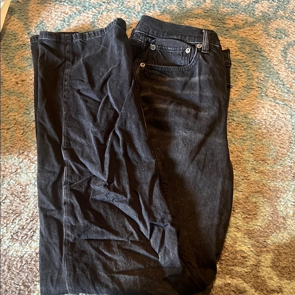 American eagle super high rise baggy straight black jeans size 6 long